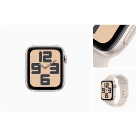 ساعة Apple Watch Series SE بهيكل من الألومنيوم مقاس 40 مم مع حزام رياضي (الجيل الثاني) GPS-Starlight