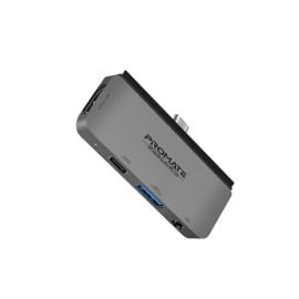 Promate USB-C Hub, 4-in-1 Multi-Media Type-C Adapter with 100W USB-C Power Delivery Port, High-Definition 4K Display, USB 3.0 Port and 3.5mm AUX Port for MacBook Pro/Air, iOS, Windows, PadHub-Pro