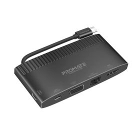 Promate MediaHub‑C6 USB‑C Media Hub – 6‑in‑1 HDMI 4K@30Hz, VGA 1080p, Gigabit Ethernet, USB‑A & USB‑C 5 Gbps, 100 W Power Delivery