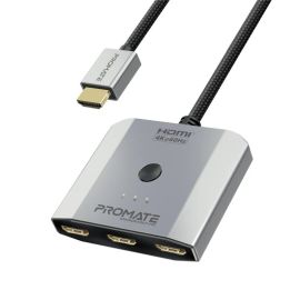 محول بروميت ميديا سويتش-إتش 3 HDMI 3 في 1 - فائق الوضوح 4K، 60 هرتز، هيكل من الألومنيوم، زر تحكم، توصيل وتشغيل، تصميم صغير الحجم، شريحة MS9601A - أسود