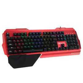 Meetion MK20 Mechanical Gaming Keyboard RGB Backlit, Blue Switches, Anti-Ghosting, Wired, Full-Size, Ergonomic Design, Durable Keycaps, Red