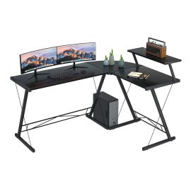 GAMEON Slayer II XL Series 3-in-1 L-Shaped Gaming Desk (150 × 112 × 74 cm) with Accessories Stand – Black