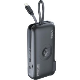 Promate 10000mAh Power Bank with Wireless Apple Watch Charger 20W USB-C In/Out Port Built-In Lightning Cable 22.5W USB-A Quick Charge with Digital Display