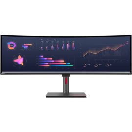 شاشة لينوفو ثينك فيجن المنحنية 49 بوصة P49w-30 ثنائية الدقة QHD IPS 5120 × 1440 بمعدل تحديث 60 هرتز ووقت استجابة فائق 4 مللي ثانية ومكبرات صوت 2 × 5 وات ومنفذ USB-C وUSB 3.2 وTB-4 وHDMI 2.1 وDP 1.4، لون أسود
