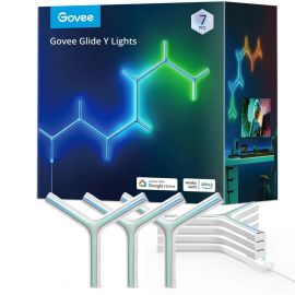 Govee H6065301 RGBIC Y-Shape Light Panel 7-Pack – 72W Modular Wall Panels, WiFi plus Bluetooth, Music Sync and 40+ Scene Modes