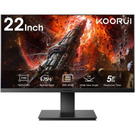 KOORUI Business Monitor 22 inch 22N1 FHD Display VA 1920 x 1080 Refresh Rate 75Hz Response Time 6ms HDMI and VGA VESA Mounting Ultra Thin Bezel/Eye Care/Ergonomic Tilt Black