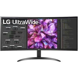 إل جي شاشة منحنية طراز 34WQ60C بمقاس 34 بوصة ألترا وايد بدقة QHD (3440 x 1440) معدل تحديث 60 هرتز, لون أسود