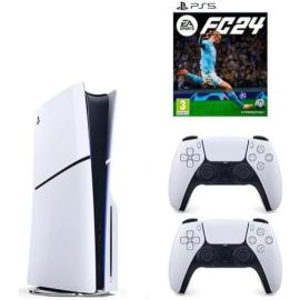 Sony Playstation PS5 Disc Slim with Extra Dualsense White Controller and FC24 PS5 - International Version