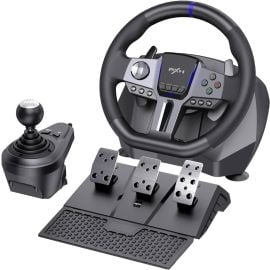 PXN V9 GEN2 Racing Wheel, 270° & 900° Rotation Angles, Hall Effect Pedals, RGB Light Strips, Adaptive Vibration & Dual Motor Force Feedback, PC, PS4, Xbox & Nintendo Switch, Black