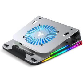 NCTS AL11R RGB Aluminum Gaming Laptop Cooling Pad – Single Fan, 4 USB Ports, 10 RGB Modes (for ≤ 15.6″)