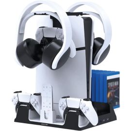 Green Lion PS5 Cooling Stand Charging Station - White