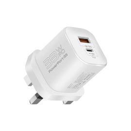 Promate 33W Power Delivery GaNFast Charging Adapter, PowerPort-33-White