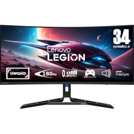Lenovo Legion Gaming Monitor Curved 34 inch R34w-30 WQHD VA 3440 x 1440 180Hz Refresh Rate 0.5ms (MPRT) Response Time (2 x 3W) Speaker 3-side NearEdgeless Black
