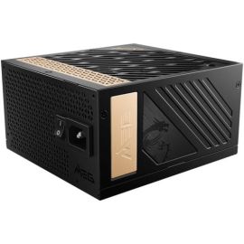 مزود طاقة MSI MEG Ai1300 PCIE5 ATX 3.0 كامل الوحدات بمروحة 120 مم ذات محمل ديناميكي مائي بقوة 1300 وات، وكابل توصيل PCIe 5.0 مخصص معتمد من 80 PLUS Platinum، أسود