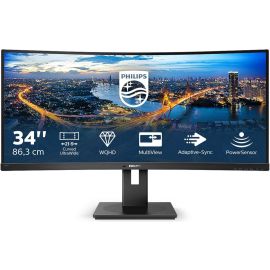 Philips B Line Series Curved Monitor 34 inch 345B1C WQHD VA Display 3440 x 1440 100Hz Refresh Rate 4ms Response Time Flicker-Free 1500R Curvature, SmartImage Black 