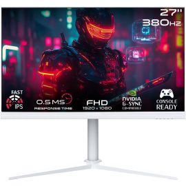 GAMEON Arctic Pro Series Gaming Monitor 27 inch FHD Fast IPS Display 1920 x 1080 380Hz Refresh Rate 0.5ms Response Time NVIDIA G-Sync & AMD FreeSync Technology, White