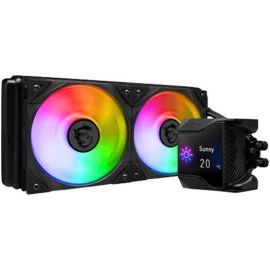 MSI MPG CORELIQUID D240 AIO Liquid Cooler With 2.4” IPS Display 2 x MSI Torx ARGB & PWM Controlled Fan Two Ball Bearing 240mm Radiator 2800 RPM 77.4 CFM Reinforced Tubing