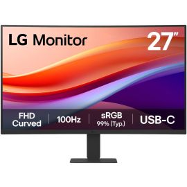 LG Curved Monitor 27 inch 27U421A FHD VA Display 1920 x 1080 100Hz Refresh Rate 5ms Response Time 1500R Curvature, Flicker Safe, Black