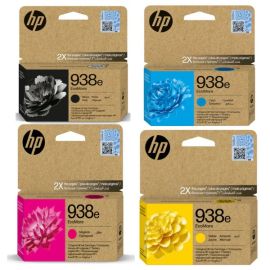 HP 938e EvoMore High Capacity 4-Color Ink Cartridge Set (Black, Cyan, Yellow, Magenta) for HP OfficeJet Pro 9110, 9120, 9130, 9380, 9720, 9730 Series Printers