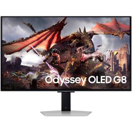 SAMSUNG Odyssey Gaming Monitor G8 32 inch 4K UHD OLED 3840 x 2160 240Hz Refresh Rate 0.03ms Response time AMD FreeSync, HDR10+ 1B Colors, Built-in 10W Speakers Silver 