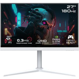 GAMEON Arctic Pro Series Gaming Monitor 27 inch QHD Fast IPS 2560 x 1440 180Hz Refresh Rate 0.3ms Response Time AMD FreeySync & NVIDIA G-Sync Technology, White
