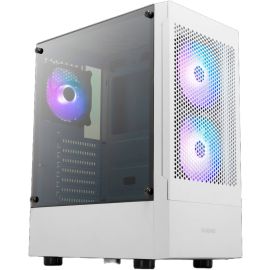 GAMDIAS TALOS E3 Mesh White Mid Tower Gaming Case – High Airflow Mesh Front, Tempered Glass, ARGB Fans, ATX/Micro ATX/Mini ITX Support, Liquid Cooling Ready