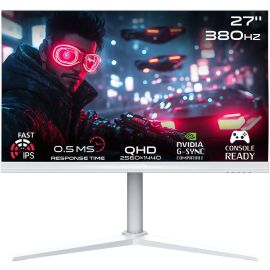 GAMEON Arctic Pro Series Gaming Monitor 27 inch QHD Fast IPS Display 2560 x 1440 380Hz Refresh Rate 0.5ms Response Time AMD FreeySync & NVIDIA G-Sync Technology, White