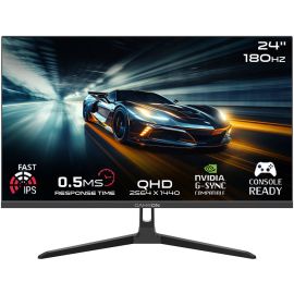 GAMEON Pro Series Gaming Monitor 24 inch QHD IPS 2560x1440 180Hz Refresh Rate 0.5ms Response Rate FreeSync, Supports PS5 Speakers HDMI 2.1, HDR10 Black 