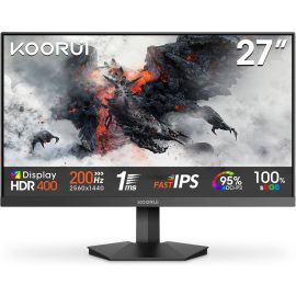 شاشة ألعاب كوروي مقاس 27 بوصة G2721P QHD IPS، 2560 Ax 1440، معدل تحديث 200 هرتز، 1 مللي ثانية (DIC)، وقت استجابة HDR 400، أسود