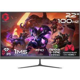 GAMEON Gaming Monitor 22 inch GOES22FHD100IPS FHD IPS Display 1920 x 1080 100Hz Refresh Rate 1ms Response Time FreeSync/Adaptive-Sync Technology, Xbox Series X|S & PS5 Support, Black