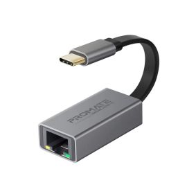 Promate GigaLink‑C USB‑C to Gigabit Ethernet Adapter – Compact Aluminum 1 Gbps LAN, Plug‑and‑Play