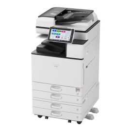 RICOH IM3000 Black and White Laser Multifunction Printer, Prints up to 30 ppm, copy, scan, fax, Paper capacity up to 4,700 pages, 2 TRAY, CABINET, TONER, White