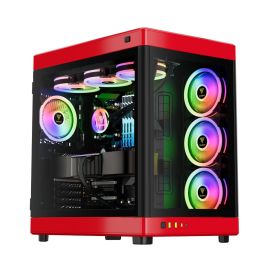 GAMDIAS NESO P1 Black/Red Full Tower Gaming Case – Tempered Glass, ATX/Micro ATX Support, ARGB Fans, High Airflow, Cable Management