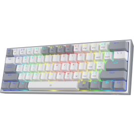 لوحة مفاتيح ألعاب ريدراجون K617 FIZZ السلكية 60٪ RGB ، لوحة مفاتيح ميكانيكية مدمجة 61 مفتاحا مع أغطية مفاتيح مختلطة الألوان بالأبيض والرمادي ، مفتاح أحمر خطي ، دعم برنامج تشغيل Pro