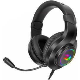 سماعة الألعاب السلكية Redragon H260 RGB Hylas - محركات ديناميكية مقاس 50 مم، وميكروفون مضاد للضوضاء، وإضاءة خلفية RGB، وإمكانية الاتصال عبر USB و3.5 مم، والتوافق مع منصات متعددة