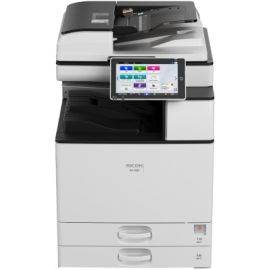 RICOH IM3000 Black and White Laser Multifunction Printer, Prints up to 30 ppm, copy, scan, fax, Paper capacity up to 4,700 pages, 2 TRAY, CABINET, TONER, White