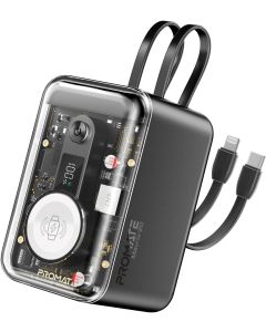   باور بانك بروميت 20000 مللي أمبير/ساعة، شاحن عالمي مع كابلات USB-C وLightning مدمجة، شاحن 3 وات لساعة Apple Watch