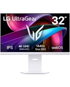 شاشة ألعاب إل جي UltraGear 32G810SA مقاس 32 بوصة بدقة 4K UHD IPS، 3840 × 2160، معدل تحديث 144 هرتز، وقت استجابة 1 مللي ثانية، متوافقة مع AMD FreeSync Premium وG-SYNC، لون أبيض