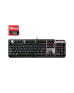 لوحة مفاتيح ألعاب ميكانيكية MSI VIGOR GK50 منخفضة الارتفاع، مفاتيح Kailh منخفضة الارتفاع، إضاءة RGB غامضة لكل مفتاح، تصميم مريح لأغطية المفاتيح العالية والمنخفضة، لوحة علوية معدنية مصقولة، أغطية مفاتيح مثمنة الشكل، خاصية تدوير المفاتيح على شكل حرف N