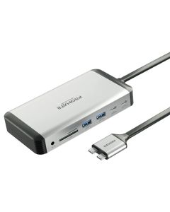 Promate VersaHub‑MST Keyboard‑Friendly USB‑C Adapter – 13‑in‑1 MST Dual‑4K HDMI Hub, 100W PD, Gigabit Ethernet, SD/TF Card & 3.5mm AUX