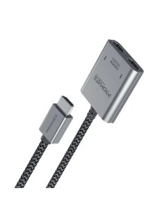 Promate MediaSplit-H2 4K@60 Hz HDMI Splitter Cable – Dual HDMI Output, IT66630 Chipset, 1 m Nylon-Braided Cable, USB-C Power, Plug-and-Play – Silver