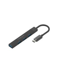 موزع بيانات بروميت لايت هب-4 متعدد المنافذ USB-C، 4 في 1، أسود، محول USB-C إلى 4 منافذ USB-A، سرعات نقل 5 جيجابت في الثانية و480 ميجابت في الثانية، تصميم ألومنيوم فائق النحافة