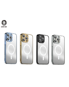 جراب Green Lion مطلي بالكهرباء + حلقة معدنية من MagSafe، لهاتف iPhone 15 Pro Max