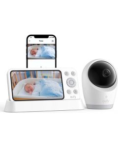 جهاز مراقبة الأطفال eufy E21 – كاميرا بدقة 4K، اتصال هجين (Wi-Fi / بدون Wi-Fi)، تحكم عبر التطبيق والشاشة، دوران وإمالة، تقريب 8×، رؤية ليلية فائقة الوضوح، محمول ببطارية مدمجة