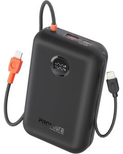 باور بانك بروميت فائق السرعة بسعة 30000 مللي أمبير/ساعة مع كابل USB-C مدمج وكابلات Lightning بقوة 27 وات
