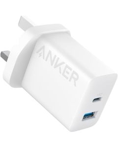  شاحن أنكر باوربورت 20 واط بمنفذين – USB-C بتقنية GaN لشحن سريع