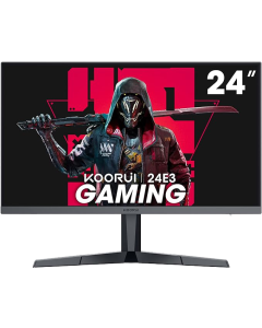 شاشة ألعاب KOORUI مقاس 24 بوصة 24E3 FHD 1920 1080 165 هرتز معدل تحديث 1 مللي ثانية وقت استجابة MPRT Adaptive Sync إطار فائق النحافة قابل للتركيب على VESA DP HDMI أسود