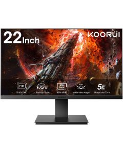 كوروي شاشة ألعاب 22 بوصة FHD 1920 × 1080 معدل التحديث 75 هرتز وقت الاستجابة 6 مللي ثانية HDMI و VGA أسود