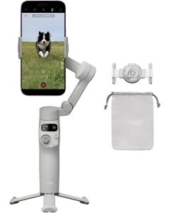 DJI Osmo Mobile 7 Gimbal Stabilizer, Pan, Roll & Tilt Adjustability, Bluetooth 5.3 Connectivity, Built-In Tripod, 3350 mAh Battery Capacity, 1/4" Screw Hole, Gray 