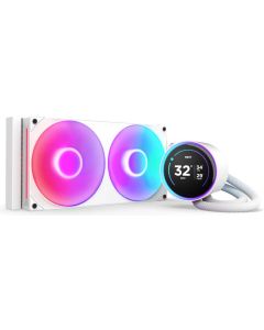 NZXT Kraken Elite 280 RGB V2 أبيض - مبرد وحدة المعالجة المركزية السائل AIO مقاس 280 مم مع شاشة IPS LCD مقاس 2.72 بوصة، ومروحتي F140 RGB، ومضخة توربينية، ودعم Intel LGA 1851/1700/1200 وAMD AM5/AM4، وتحكم PWM